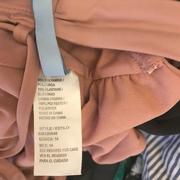 Antoni Melani Swim Suit Dusty Rose Pink Tie Front One Piece  Size 14 - Picture 9 of 9